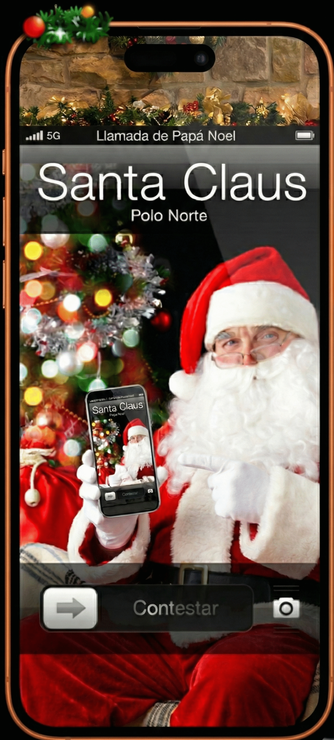 Santa Claus en teléfono